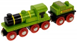 Locomotiva verde cu vagon