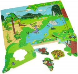 Puzzle din lemn multinivel - Safari