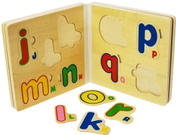 Carte din lemn cu puzzle abc