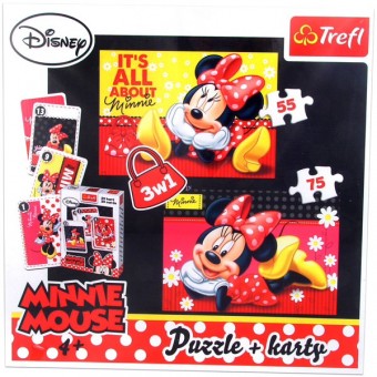 Disney - Minnie Mouse set 3 in 1 (2puzzle si carti de joc)
