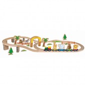 Set tren din lemn - Zoo -  44 piese
